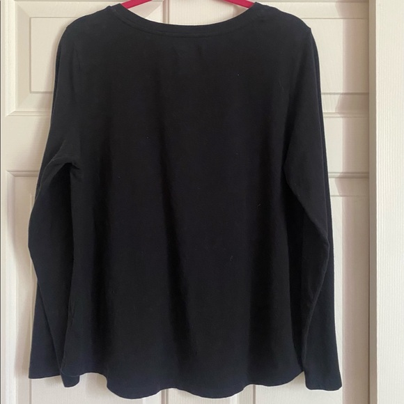 Long Sleeve Black V- Neck Tee - Picture 3 of 4